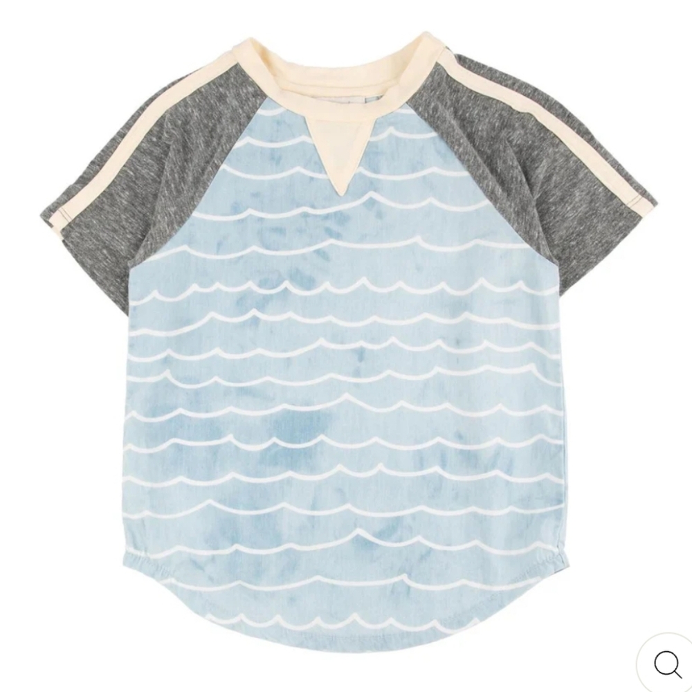 Miki Miette Sidney Tee in Key West| Blue Waves- Grey Sleeves|Boys Size 4T|NWOT